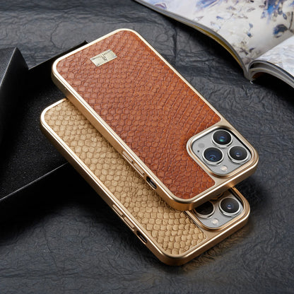 Luxe Snake Leather & Gold Frame iPhone Case